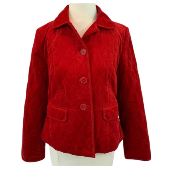 Talbots Jackets & Blazers - NWT. Talbots Red Velvet Quilted Jacket